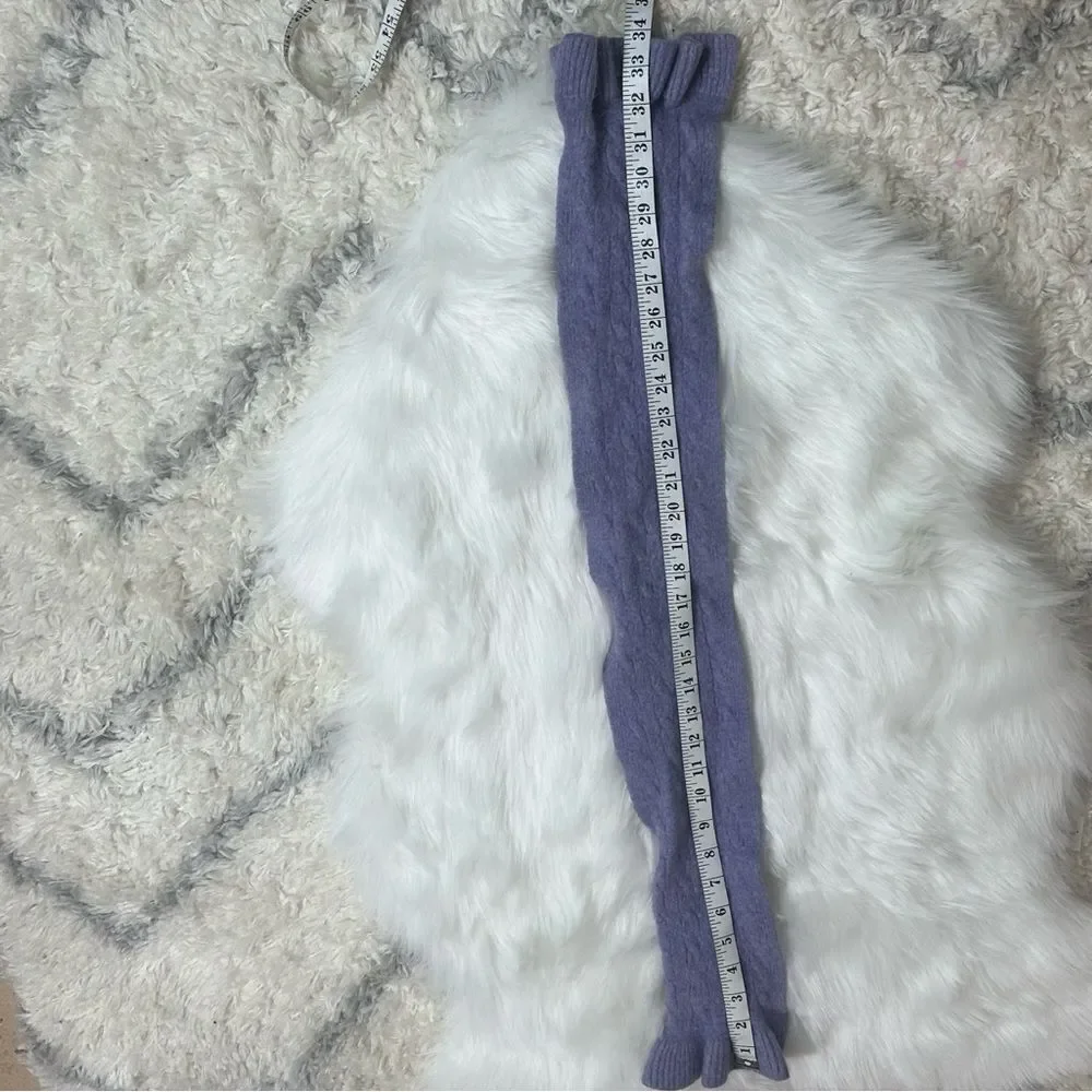 Ralph Lauren Purple Knit Scarf with Ruffled Edges